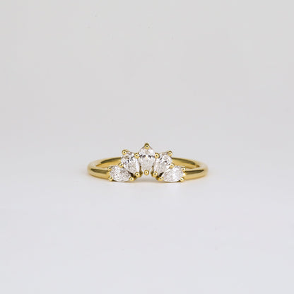 0.45 TCW Pear Shaped Crown Moissanite Wedding Band