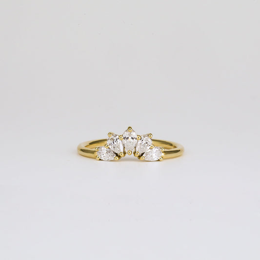 0.45 TCW Pear Shaped Crown Moissanite Wedding Band