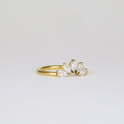 0.45 TCW Pear Shaped Crown Moissanite Wedding Band