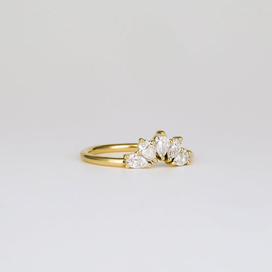 0.45 TCW Pear Shaped Crown Moissanite Wedding Band