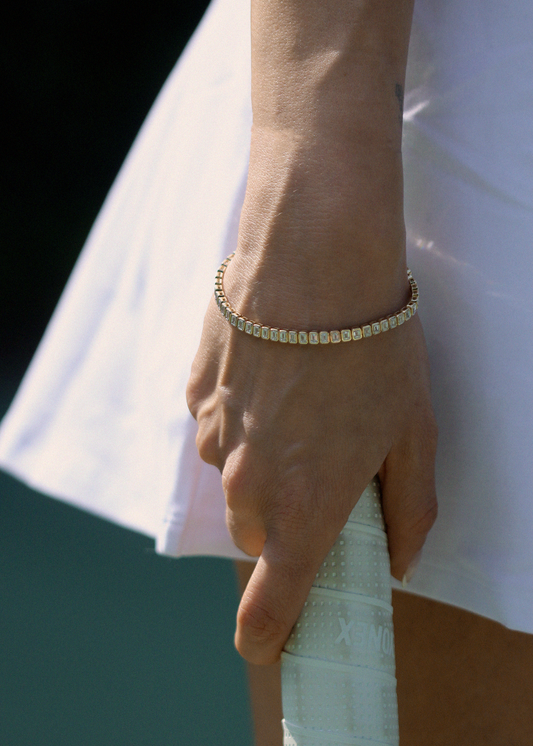 6 TCW Emerald Stones Moissanite Diamond Tennis Bracelet