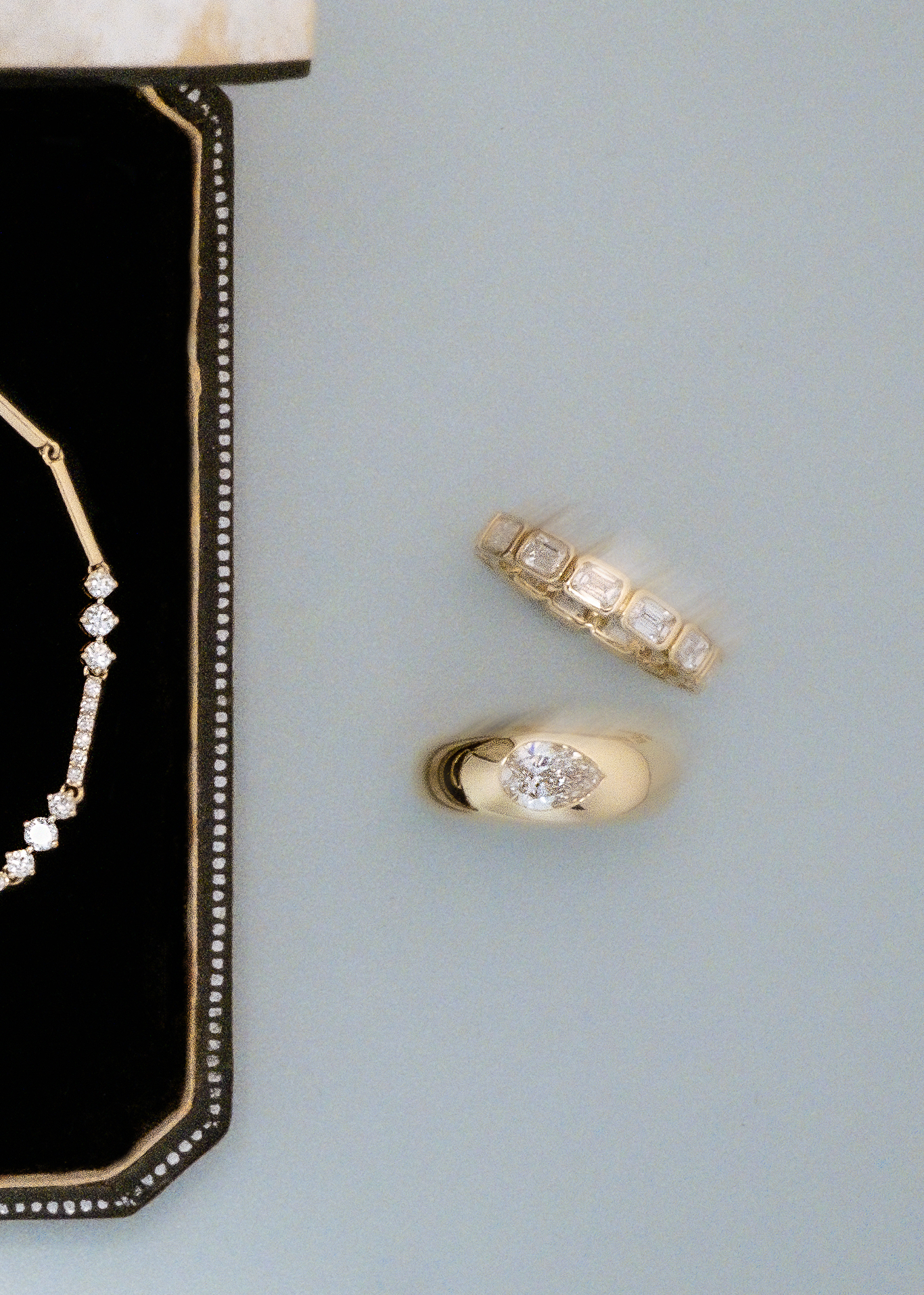 Marquise Shaped Three Stone Lab Grown Diamond Engagement Ring