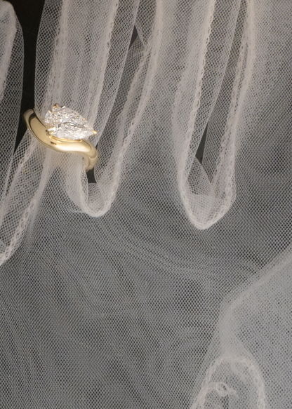 Marquise Shaped Three Stone Lab Grown Diamond Engagement Ring