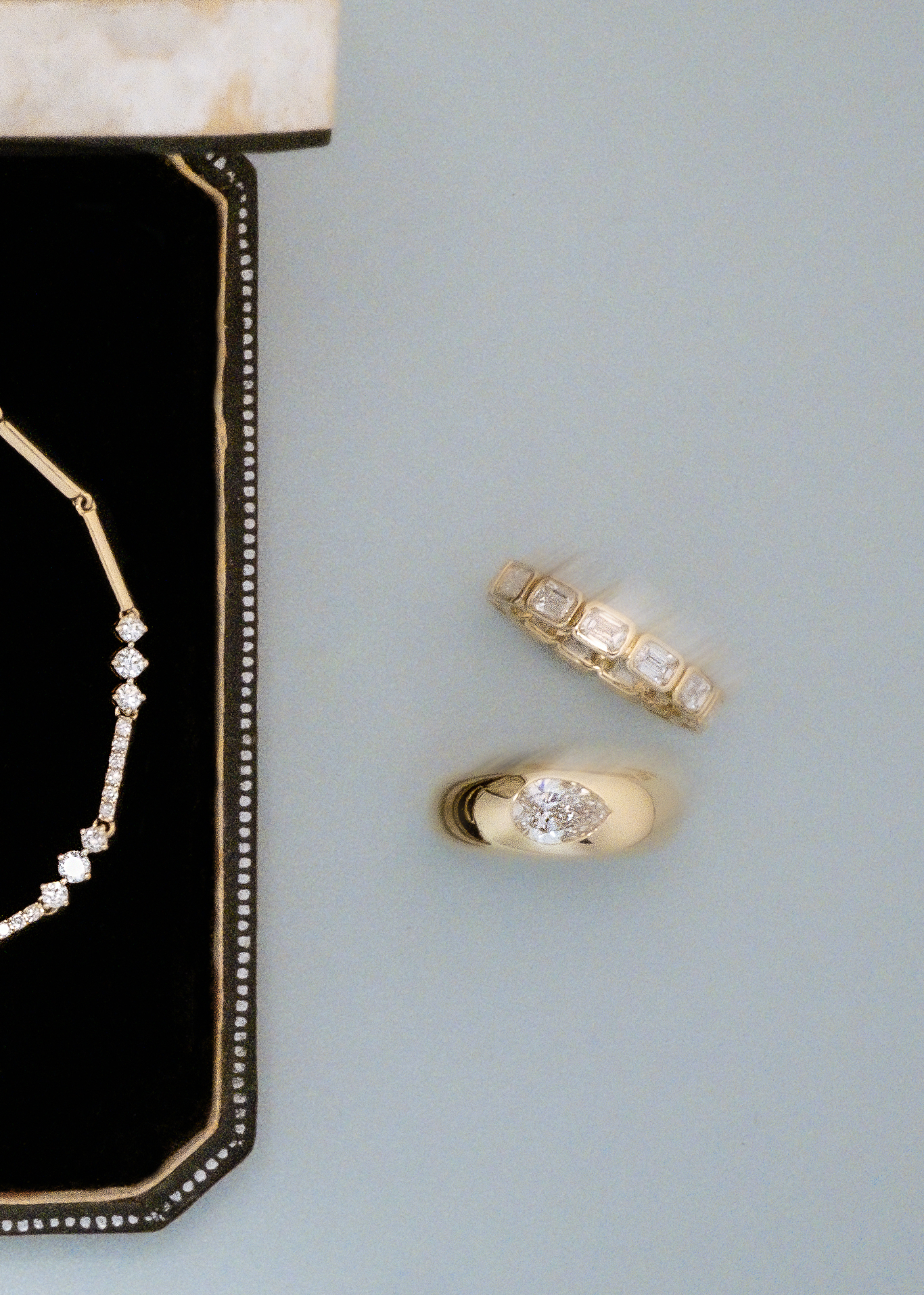 Marquise Shaped Three Stone Lab Grown Diamond Engagement Ring