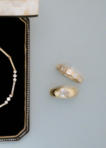 Marquise Shaped Three Stone Lab Grown Diamond Engagement Ring