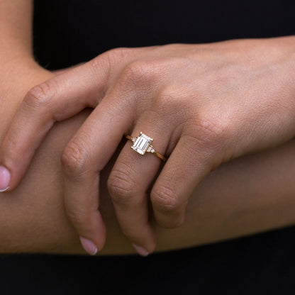 Marquise Shaped Three Stone Lab Grown Diamond Engagement Ring