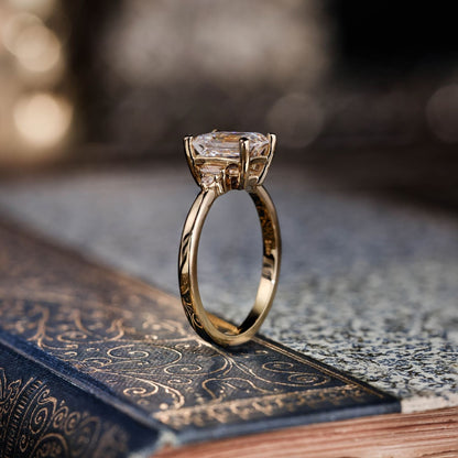 Marquise Shaped Three Stone Lab Grown Diamond Engagement Ring