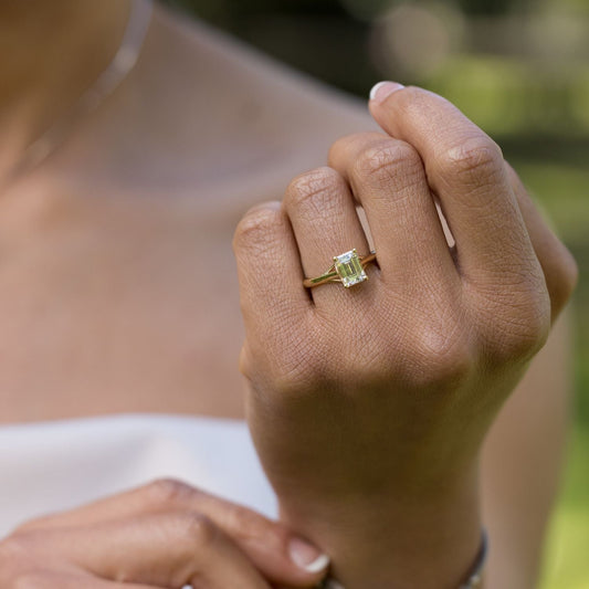 Marquise Shaped Three Stone Lab Grown Diamond Engagement Ring