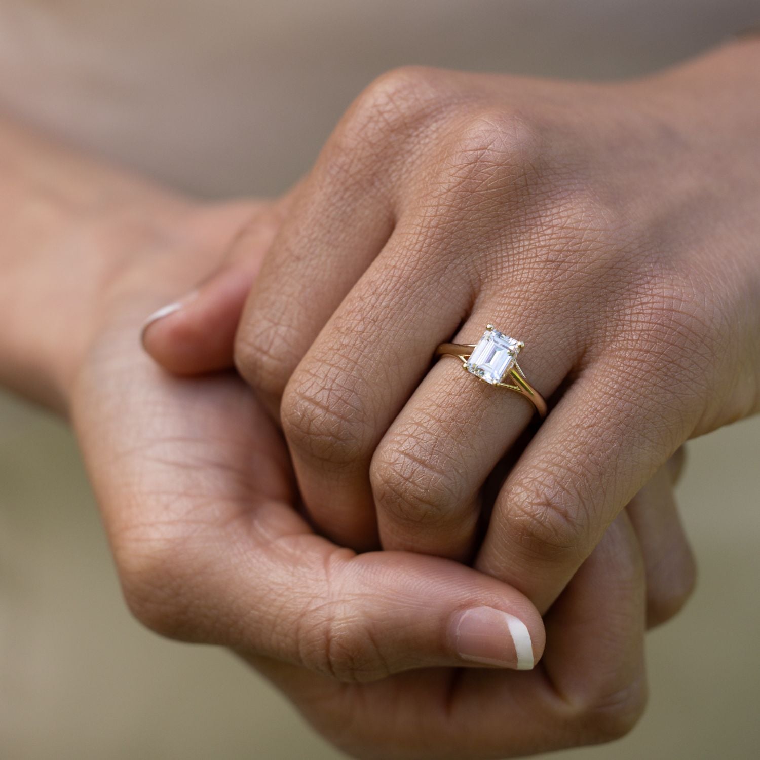 Marquise Shaped Three Stone Lab Grown Diamond Engagement Ring
