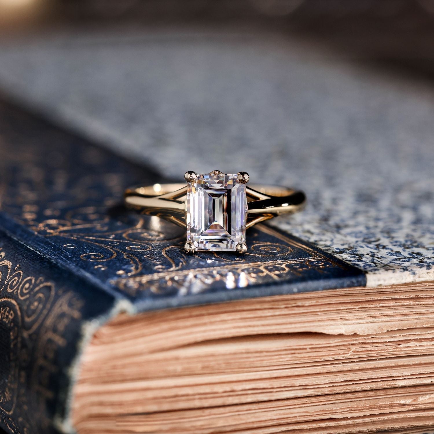 Marquise Shaped Three Stone Lab Grown Diamond Engagement Ring