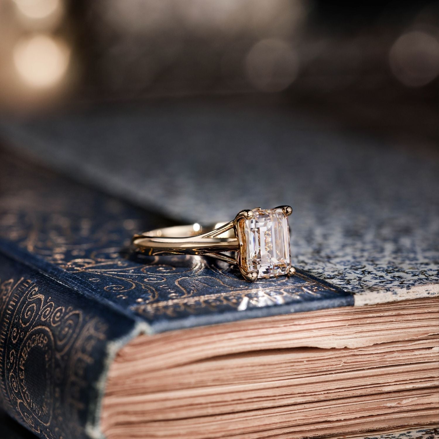 Marquise Shaped Three Stone Lab Grown Diamond Engagement Ring