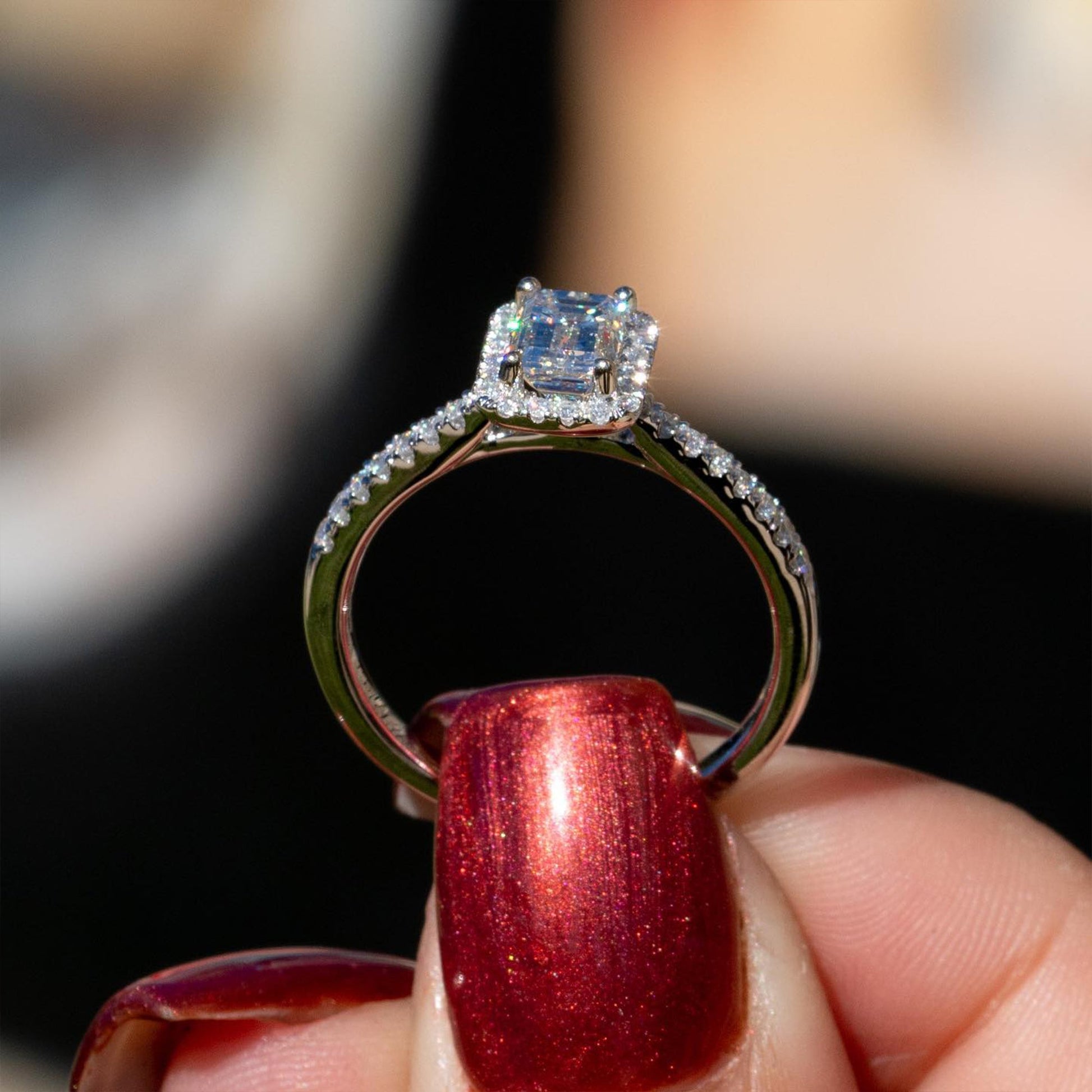 Marquise Shaped Three Stone Lab Grown Diamond Engagement Ring