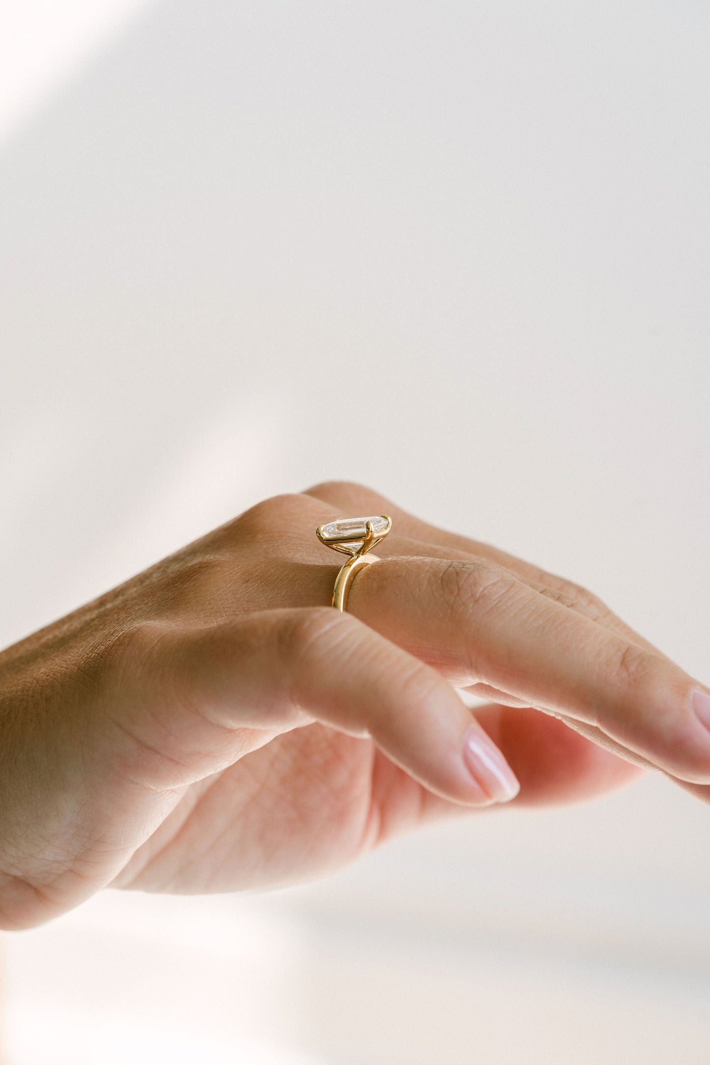 Marquise Shaped Three Stone Lab Grown Diamond Engagement Ring