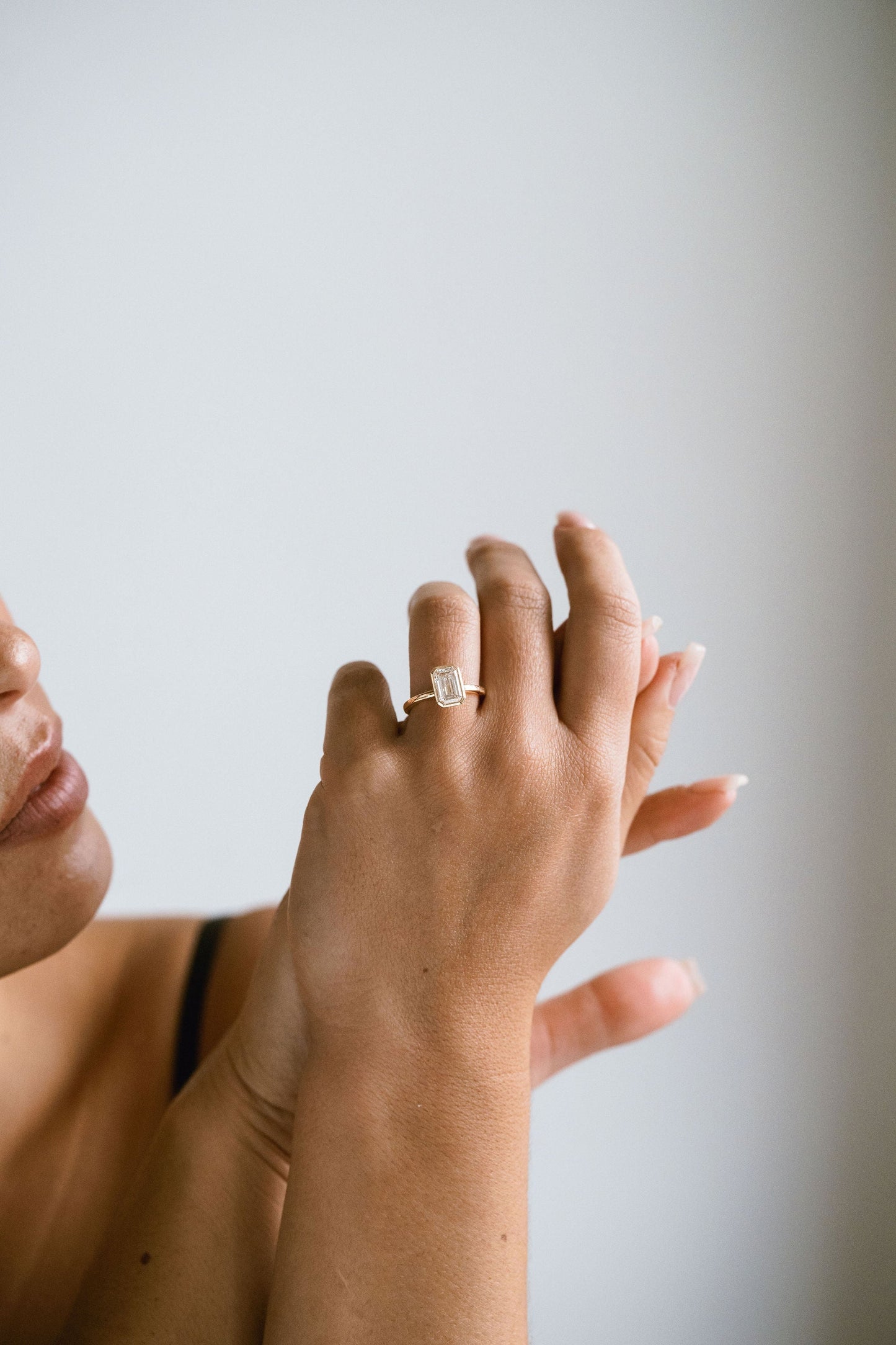 Marquise Shaped Three Stone Lab Grown Diamond Engagement Ring