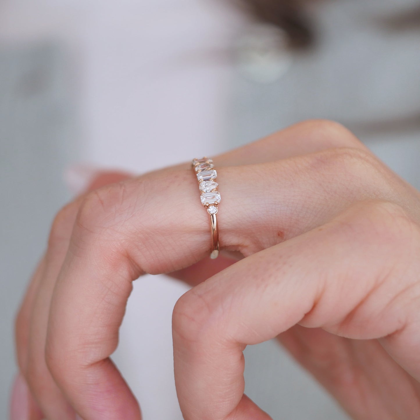 0.25 TCW Round Shaped Half Eternity Lab Grown Diamond Wedding Band