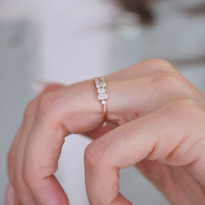 0.25 TCW Round Shaped Half Eternity Lab Grown Diamond Wedding Band