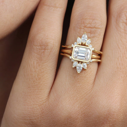 2.9 Carats Emerald Pave Styled Moissanite Engagement Ring