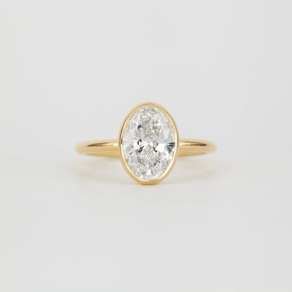 2.0 CT Oval Shaped Bezel Moissanite Engagement Ring