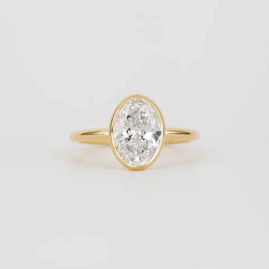 2.0 CT Oval Shaped Bezel Moissanite Engagement Ring