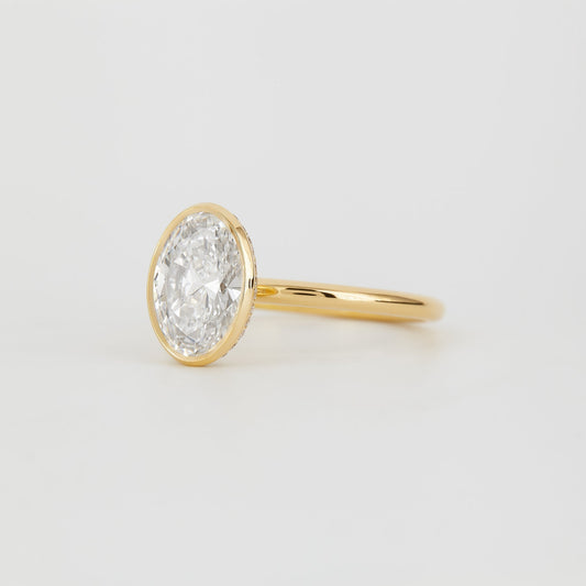 2.0 CT Oval Shaped Bezel Moissanite Engagement Ring