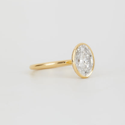 2.0 CT Oval Shaped Bezel Moissanite Engagement Ring