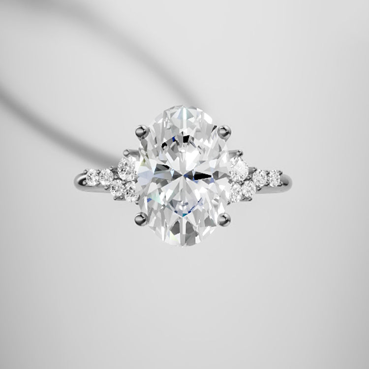 Marquise Shaped Three Stone Lab Grown Diamond Engagement Ring