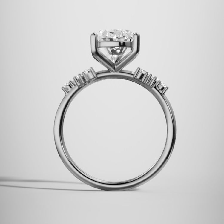 Marquise Shaped Three Stone Lab Grown Diamond Engagement Ring