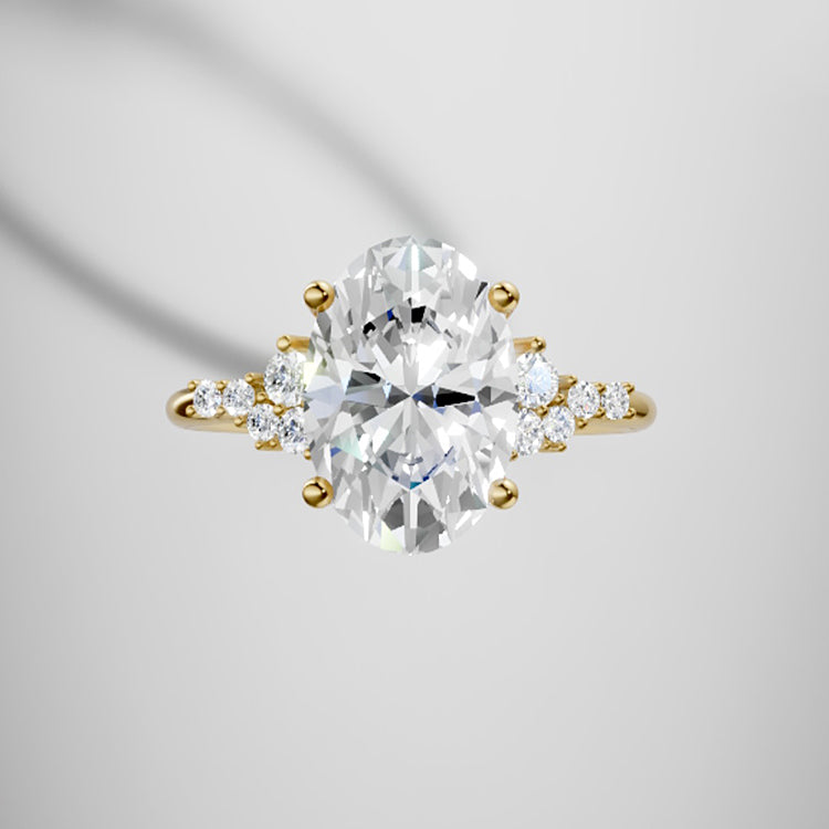 Marquise Shaped Three Stone Lab Grown Diamond Engagement Ring