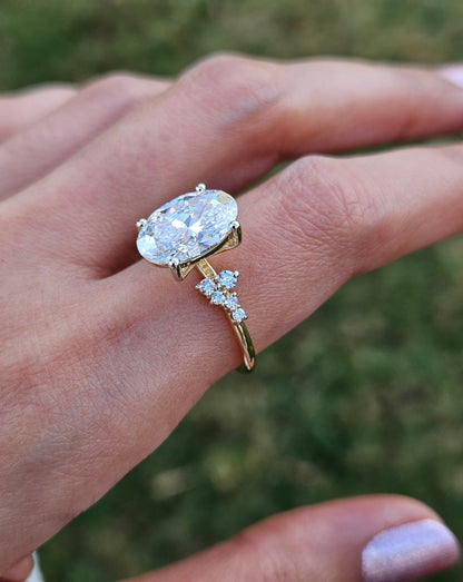 Marquise Shaped Three Stone Lab Grown Diamond Engagement Ring