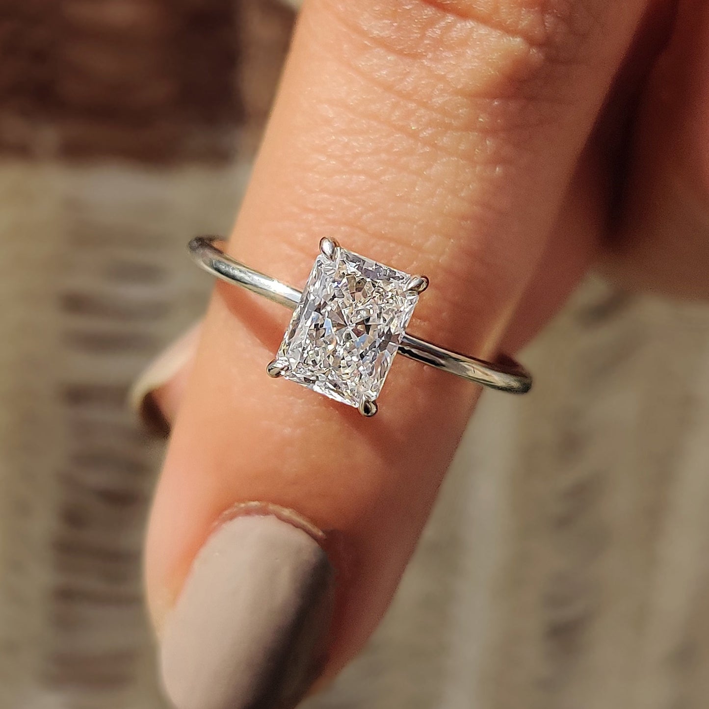 Radiant Cut Solitaire Ring In White Gold