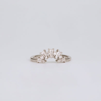 0.48 TCW Tapered Baguette & Round Shaped Curved Moissanite Wedding Band