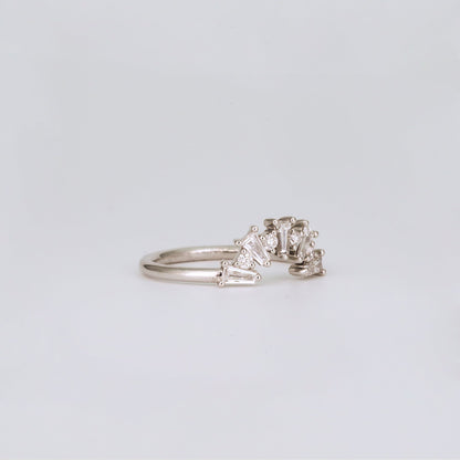 0.48 TCW Tapered Baguette & Round Shaped Curved Moissanite Wedding Band