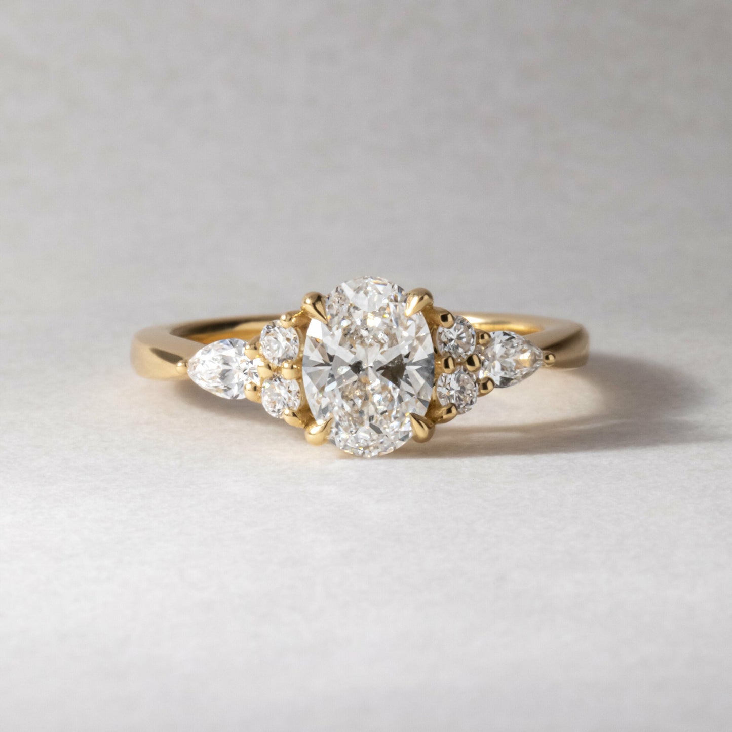 Marquise Shaped Three Stone Lab Grown Diamond Engagement Ring