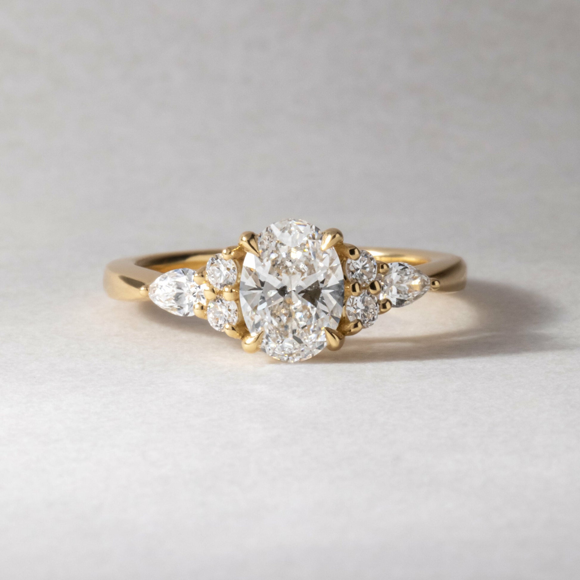 Marquise Shaped Three Stone Lab Grown Diamond Engagement Ring
