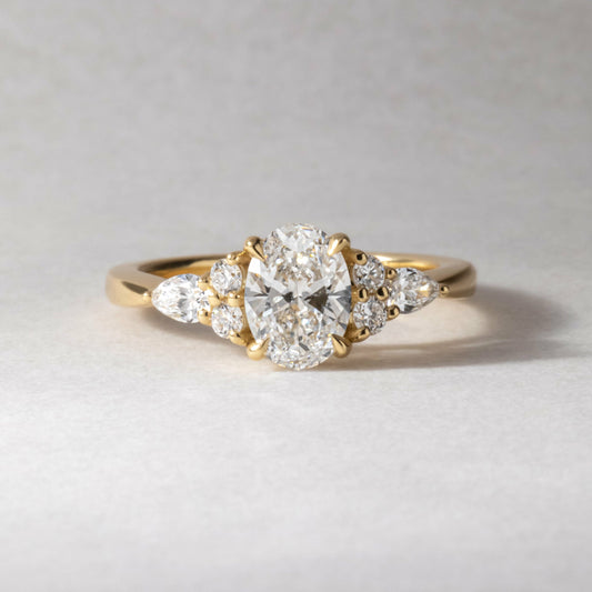 Marquise Shaped Three Stone Lab Grown Diamond Engagement Ring