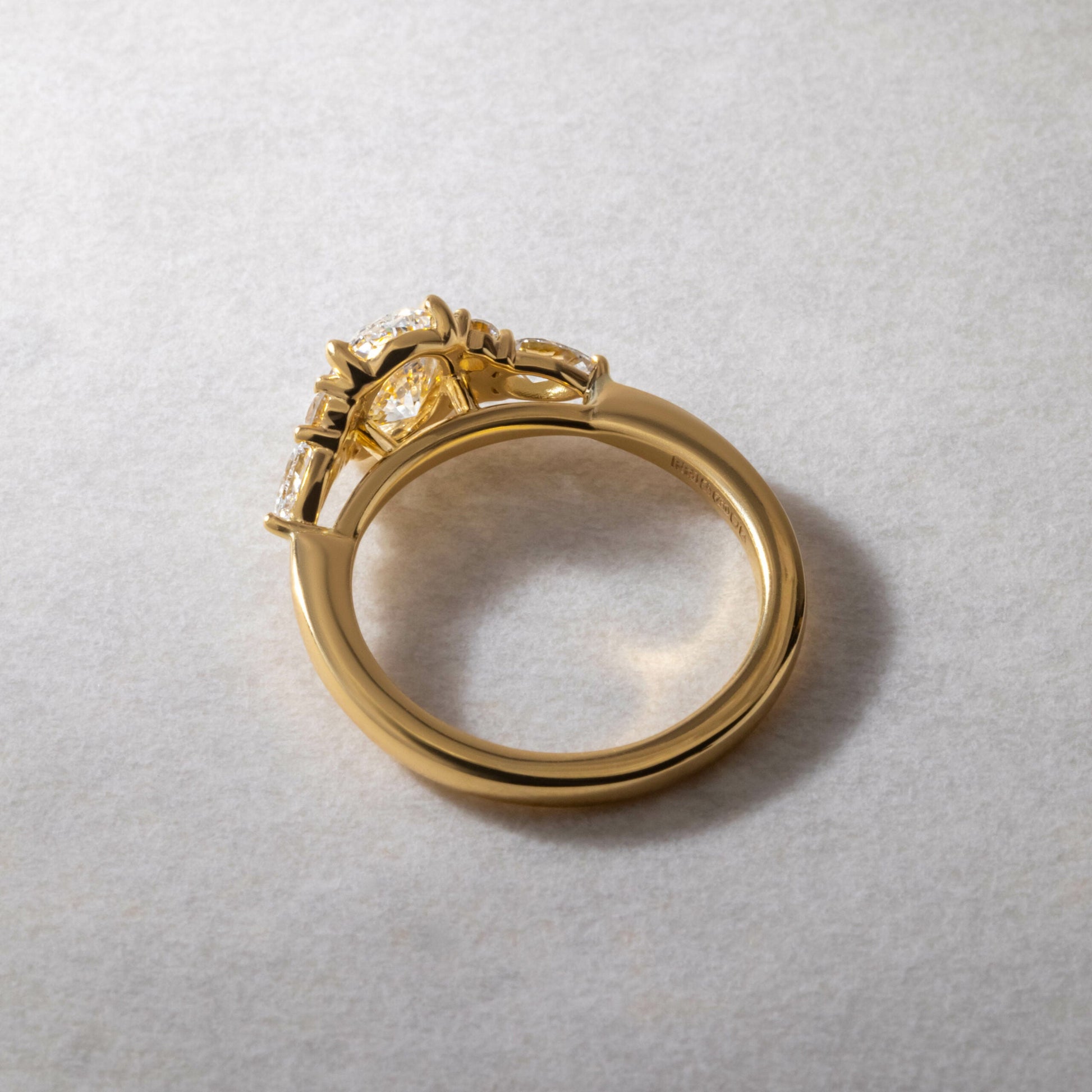 Marquise Shaped Three Stone Lab Grown Diamond Engagement Ring