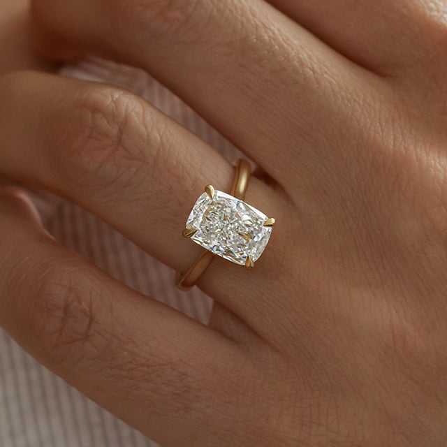 Marquise Shaped Three Stone Lab Grown Diamond Engagement Ring