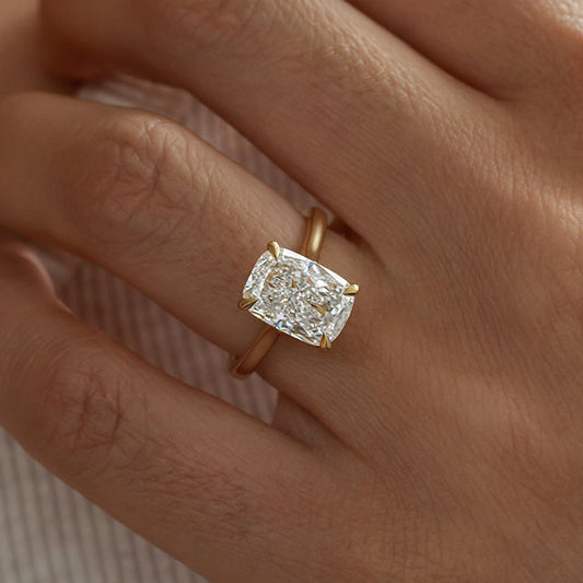 Marquise Shaped Three Stone Lab Grown Diamond Engagement Ring