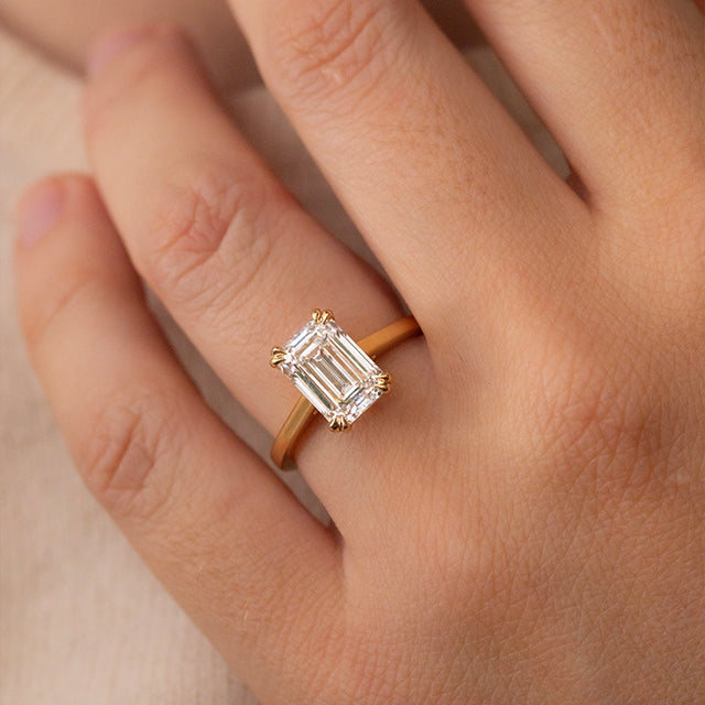 Marquise Shaped Three Stone Lab Grown Diamond Engagement Ring
