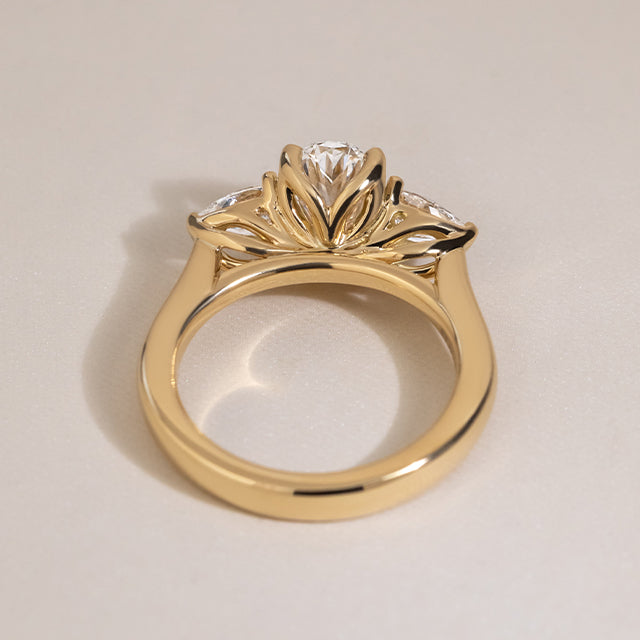 Marquise Shaped Three Stone Lab Grown Diamond Engagement Ring