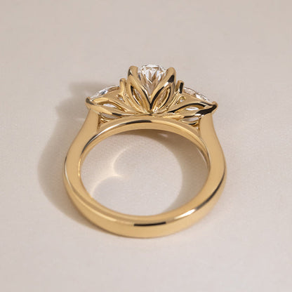 Marquise Shaped Three Stone Lab Grown Diamond Engagement Ring