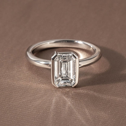 Marquise Shaped Three Stone Lab Grown Diamond Engagement Ring