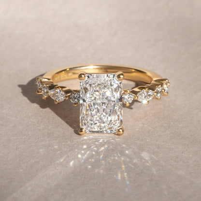 Marquise Shaped Three Stone Lab Grown Diamond Engagement Ring