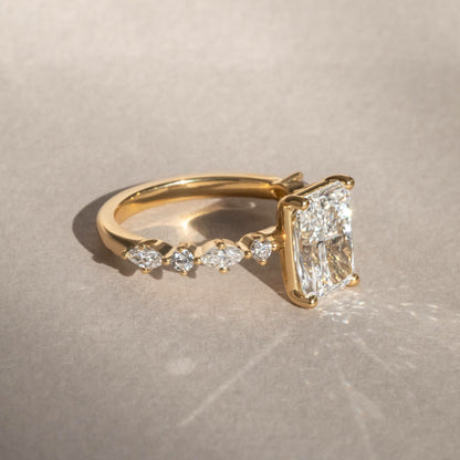 Marquise Shaped Three Stone Lab Grown Diamond Engagement Ring
