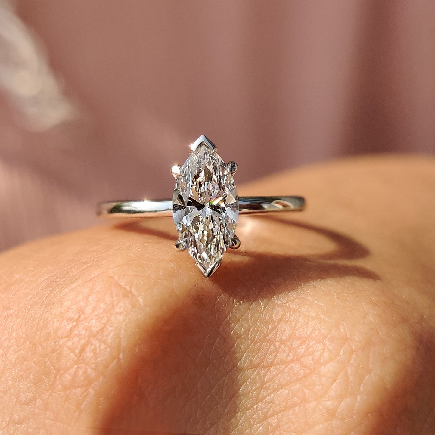 Marquise Cut Diamond Ring In Solitaire Setting