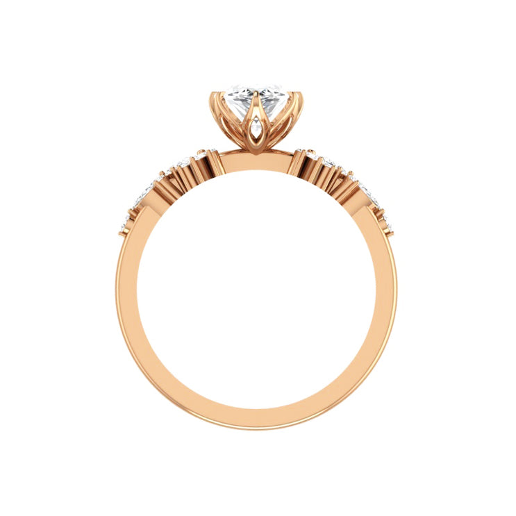 Marquise Shaped Three Stone Lab Grown Diamond Engagement Ring