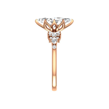 Marquise Shaped Three Stone Lab Grown Diamond Engagement Ring