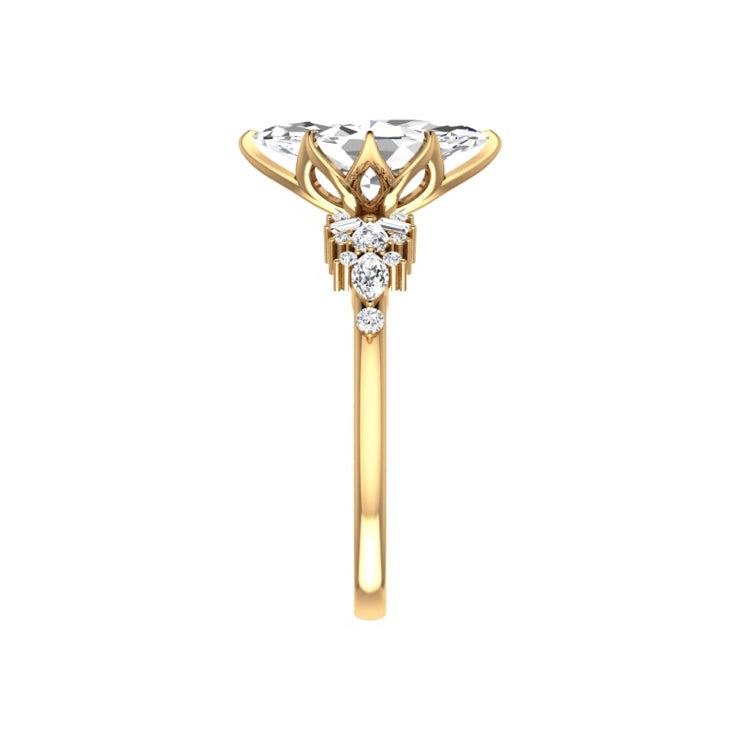 Marquise Shaped Three Stone Lab Grown Diamond Engagement Ring