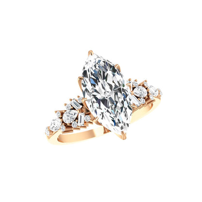 Marquise Shaped Three Stone Lab Grown Diamond Engagement Ring