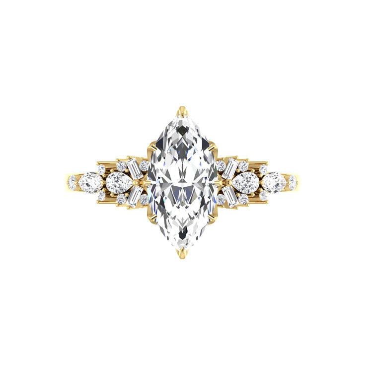 Marquise Shaped Three Stone Lab Grown Diamond Engagement Ring